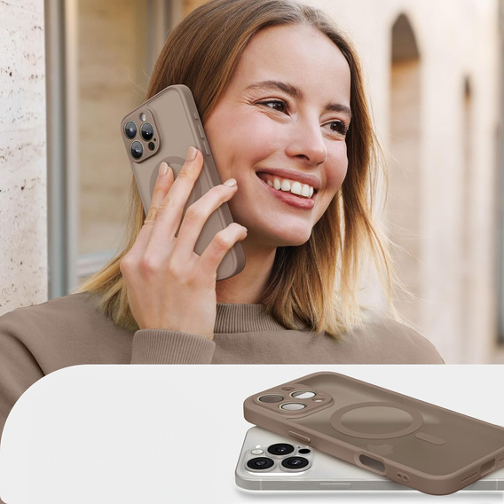 Husă pentru iPhone 16 Pro, pentru MagSafe, ERBORD Matt Case, desert titanium + sticlă pentru ecran