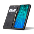 Husa CASEME pentru Xiaomi Redmi Note 8 Pro, Leather Wallet Case, negru