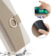 Carcasă flip pentru iPhone 14 Pro, Wallet Zipper Pocket, cu oglindă, alb