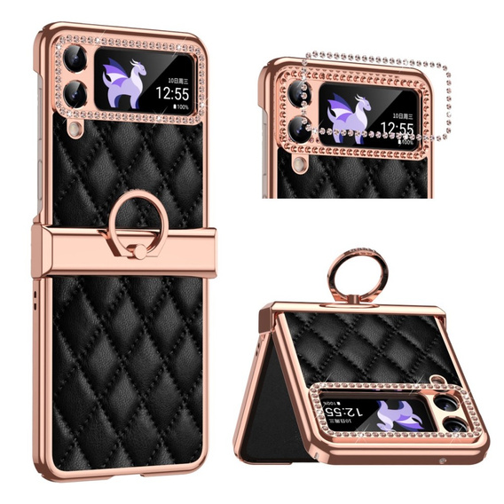 Husă pentru Samsung Galaxy Z Flip 4 5G, Rhombus Grid, Black