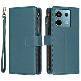 Cu clapetă pentru Xiaomi Redmi Note 13 Pro 4G / Xiaomi Redmi Note 14S / Xiaomi Poco M6 Pro 4G, Wallet Zipper Pocket, verde