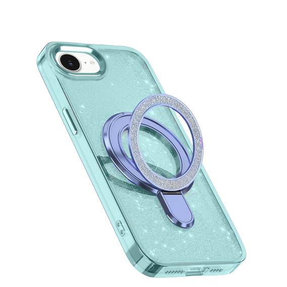 Carcasa iPhone 16e, Glittery Magnetic Kickstand, albastru