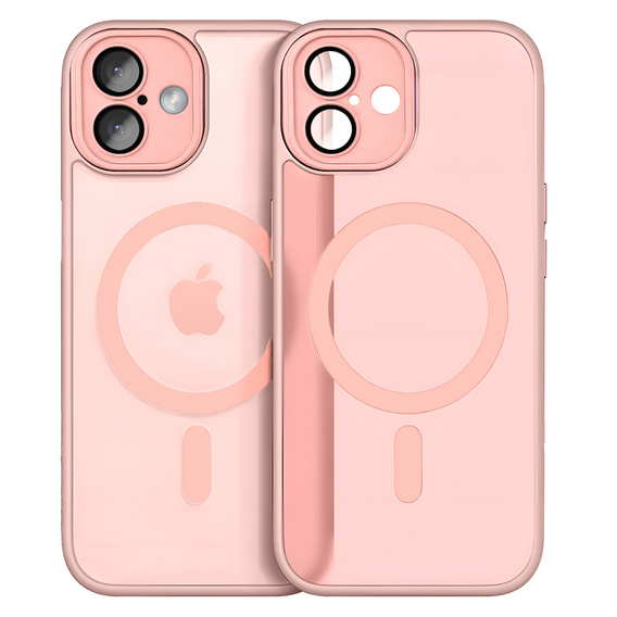 Husă pentru iPhone 16, pentru MagSafe, ERBORD Matt Case, roz + sticlă pentru ecran