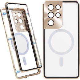 Carcasa Magnetic Dual Glass MagSafe pentru Samsung Galaxy S21 Ultra, de aur