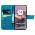 Cu clapetă pentru Motorola Moto G86 5G, Butterfly, albastru