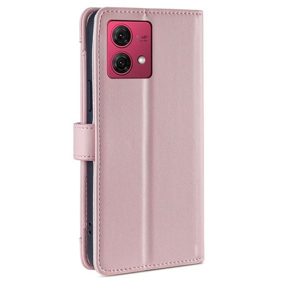 Cu clapetă pentru Motorola Moto G84 5G, Wallet Zipper Pocket, roz