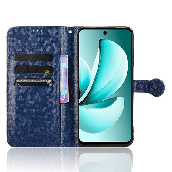 Husa cu clapetă pentru Realme C71, Wallet Rhombus, albastru