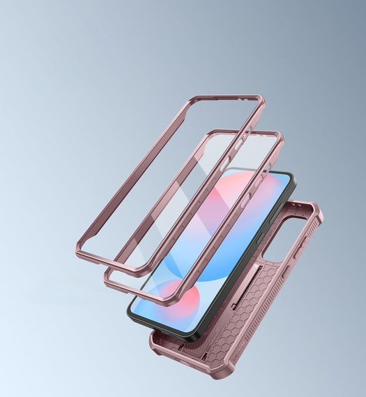 Husă blindată pentru Samsung Galaxy S24 FE, Dexnor Full Body (Two Frames), roz rose gold