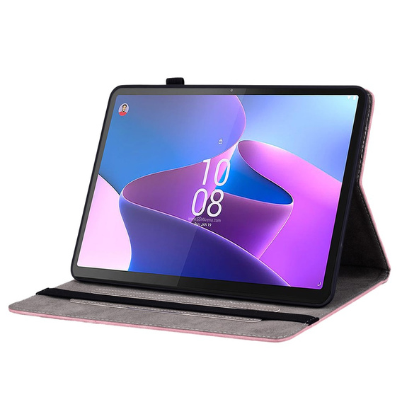 Husă cu clapetă pentru Lenovo Tab P12, flower, roz deschis