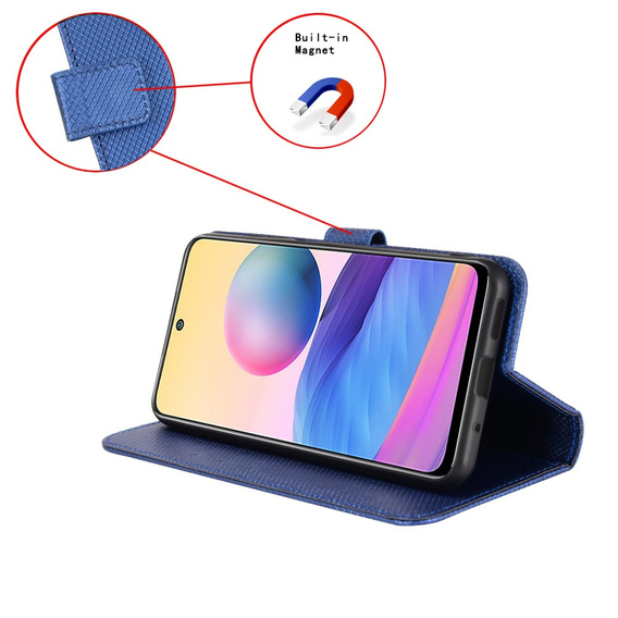 Cu clapetă pentru Oppo A38 4G / Oppo A18 4G, Wallet Smart Magnet, albastru