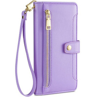 Cu clapetă pentru iPhone 14, Wallet Zipper Pocket, violet