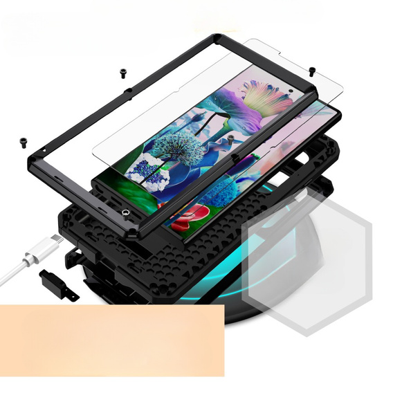 Husă blindată pentru Samsung Galaxy S23 Ultra, R-JUST CamShield Slide, negru