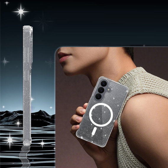 Husă strălucitoare, pentru MagSafe pentru Samsung Galaxy S26, transparentă