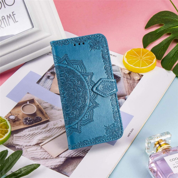 Cu clapetă pentru Motorola Moto G85, Mandala, albastru