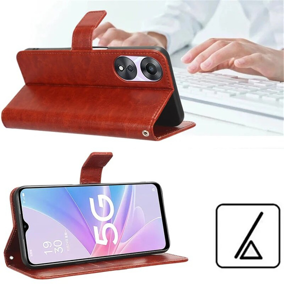 Cu clapetă pentru Motorola Moto G85, Crazy Horse Wallet, maro