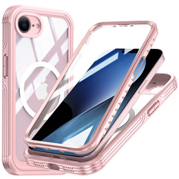 Husă pentru iPhone 16E, Shockproof, cu sticlă, pentru MagSafe, roz