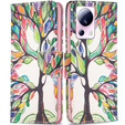 Cu clapetă pentru Xiaomi 13 Lite, Wallet, tree of life, alb