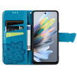 Cu clapetă pentru Motorola Moto G15 / Motorola Moto G15 Power, Butterfly, albastru