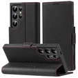 Husă din piele pentru Samsung Galaxy S25 Ultra, ERBORD LeatherWallet, negru