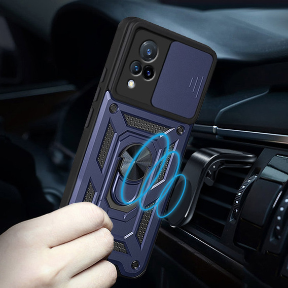 Husă blindată pentru Vivo V21 5G, CamShield Slide, albastru închis