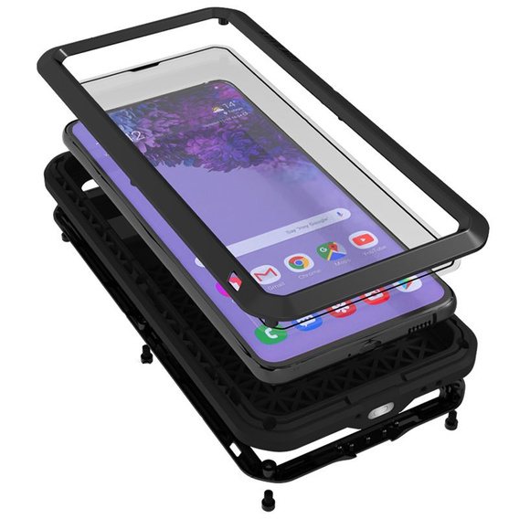 Love Mei Huse pentru Samsung Galaxy S21+ Plus, armored with glass, negru