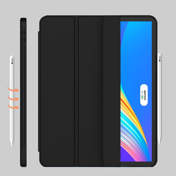 Carcasă pentru iPad Pro 12.9" 2022/2021/2020 (6/5/4 gen.), Smart Pencil, cu suport pentru stylus, negru