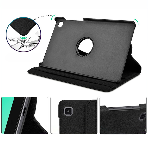 Husă pentru Samsung Galaxy Tab A7 Lite 8.7 T220 / T225 TB330FU 10.95", rotativă 360, negru