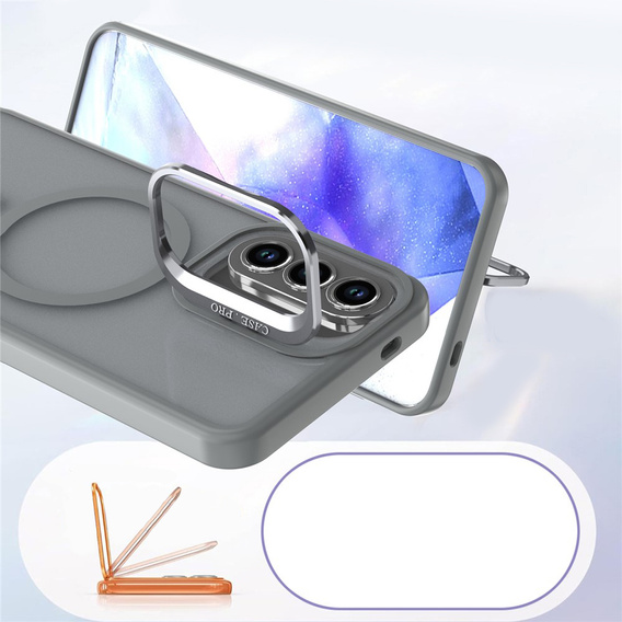 Husă tactilă cu suport MagSafe pentru Samsung Galaxy A37 5G, gri