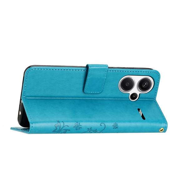 Cu clapetă pentru Xiaomi Redmi Note 13 Pro+, Butterfly, albastru