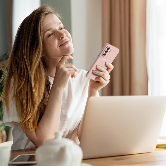 Manșon din silicon pentru Samsung Galaxy A17 5G, pentru MagSafe, roz