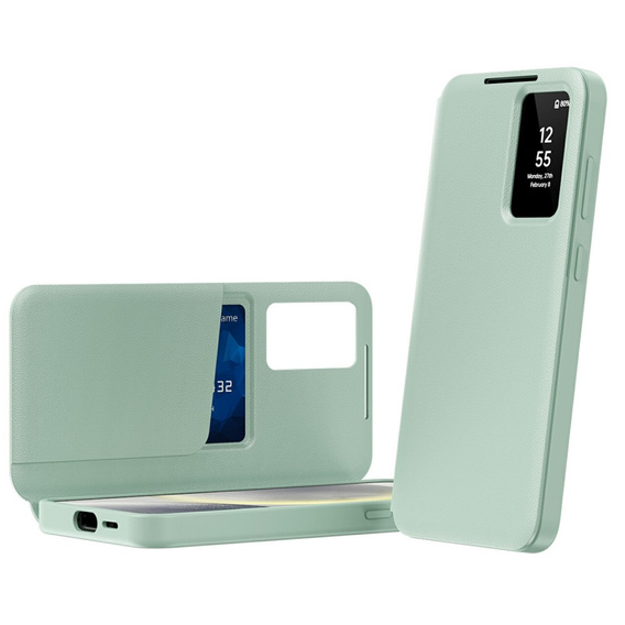 Husă cu clapetă pentru Samsung Galaxy S25 Edge, Smart View Wallet, verde
