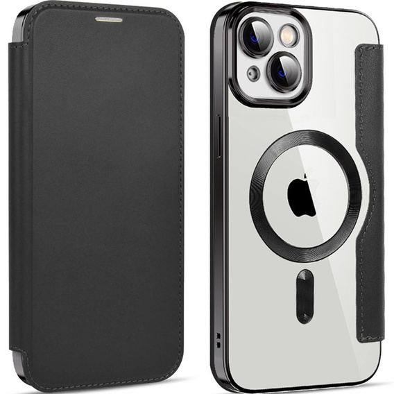 Cu clapetă pentru iPhone 14, RFID Wallet MagSafe CamShield, negru