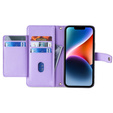 Cu clapetă pentru iPhone 15 Pro, Wallet Zipper Pocket, violet