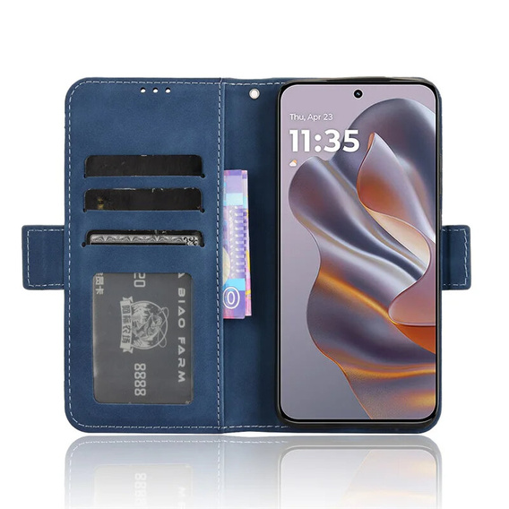 Cu clapetă pentru Motorola Edge 50 Neo / Motorola ThinkPhone 25, Card Slot, albastru închis