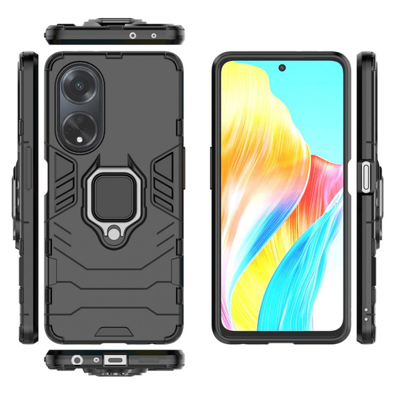 Huse pentru Oppo A58 4G, Kickstand Ring, negru