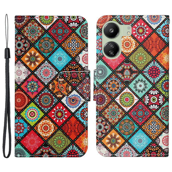 Cu clapetă pentru Xiaomi Redmi 13C / Poco C65, Wallet, Ethnic Style, multicolor