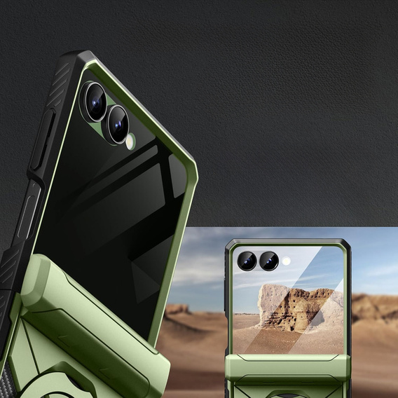 Husă Tongate MECH cu MagSafe pentru Samsung Galaxy Z Flip7 FE / Z Flip6, verde
