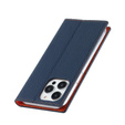 Cu clapetă pentru iPhone 15 Pro, Litchi Skin Grain, albastru închis
