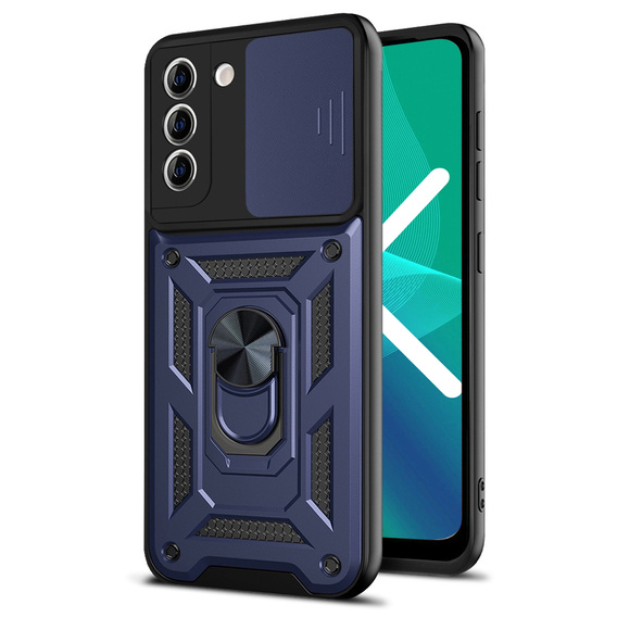 Husă blindată pentru Samsung Galaxy S21 FE, CamShield Slide, albastru închis