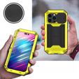 Husă pentru iPhone 14 Pro, R-JUST CamShield Slide, armată, galben / negru
