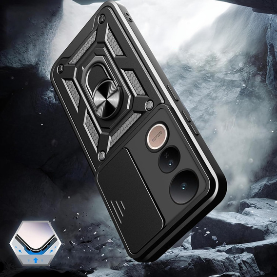 Husă blindată pentru Vivo V50 Lite 4G / 5G, CamShield Slide, negru