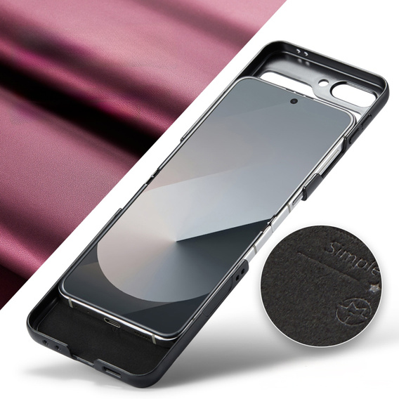 Husă pentru Samsung Galaxy Z Flip7 FE / Z Flip6, CASEME Litchi Leather, roșu