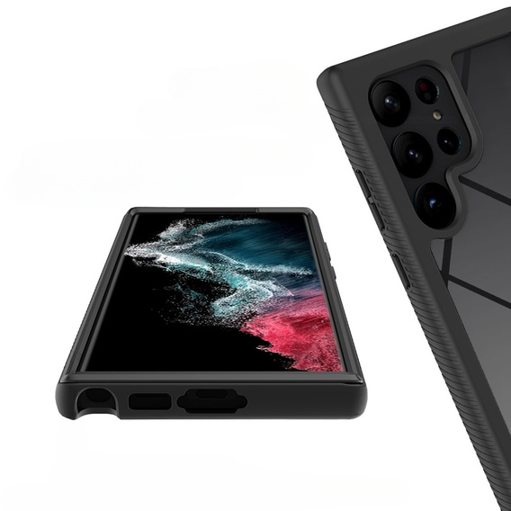 Carcasă pentru Samsung Galaxy S23 Ultra, Shockproof, cu folie, negru
