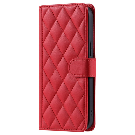 Husă cu clapetă pentru iPhone 16, Rhombus Crossbody Leather, roșu