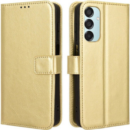 Cu clapetă pentru Samsung Galaxy M15 5G, Crazy Horse Wallet, de aur