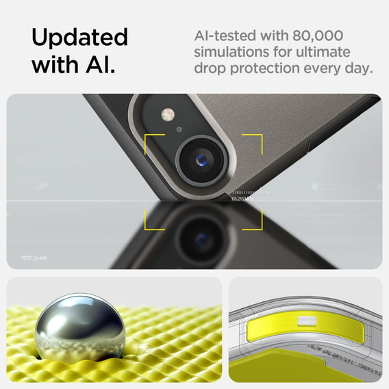 Carcasa Spigen pentru iPhone 16E, Tough Armor Mag MagSafe, gri + 9H Tempered Glass