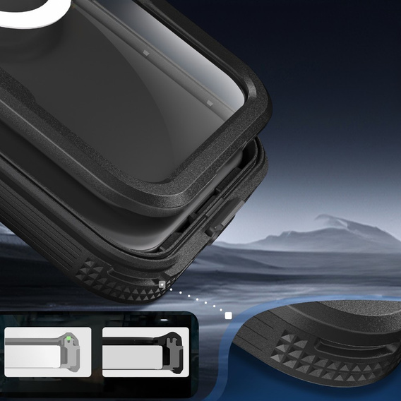 Carcasă impermeabilă IP68 pentru iPhone 16, SHELLBOX MagSafe, negru