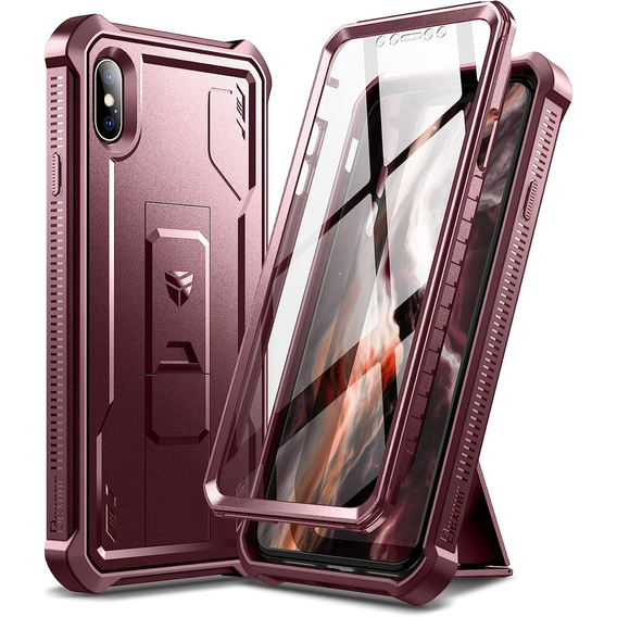 Husă blindată pentru iPhone XS Max, Dexnor Full Body, roșu