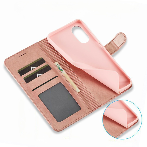 Cu clapetă pentru Oppo A17, LC.IMEEKE, roz rose gold