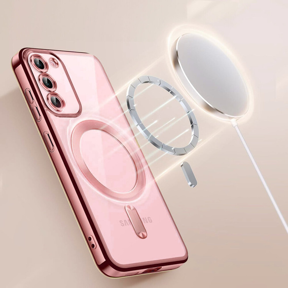 Husă pentru Samsung Galaxy S23 Plus, Electro MagSafe, roz rose gold + Sticlă pentru ecran